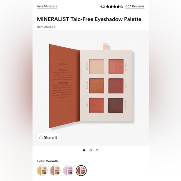 bareMinerals Other - bareMinerals MINERALIST Talc-Free Eyeshadow Palette in Warmth